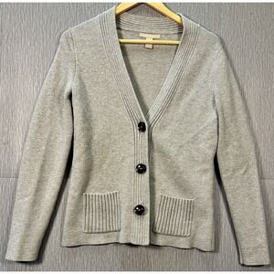 Women's Banana Republic Gray Cotton Wool Blend Long Sleeve Grandpa Cardigan Med.